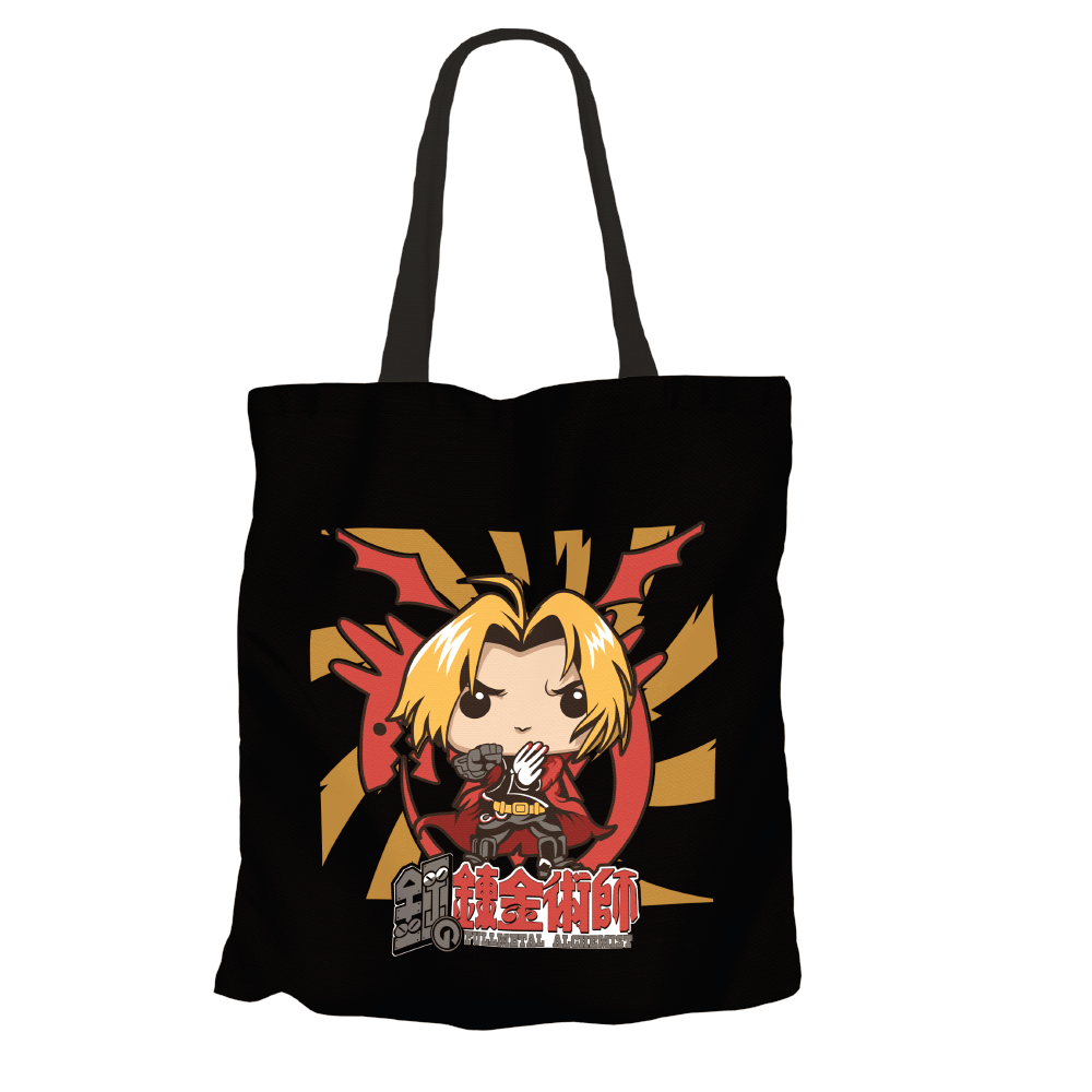 Edward Elric Black Tote Bags by Funko | Milktee Custom