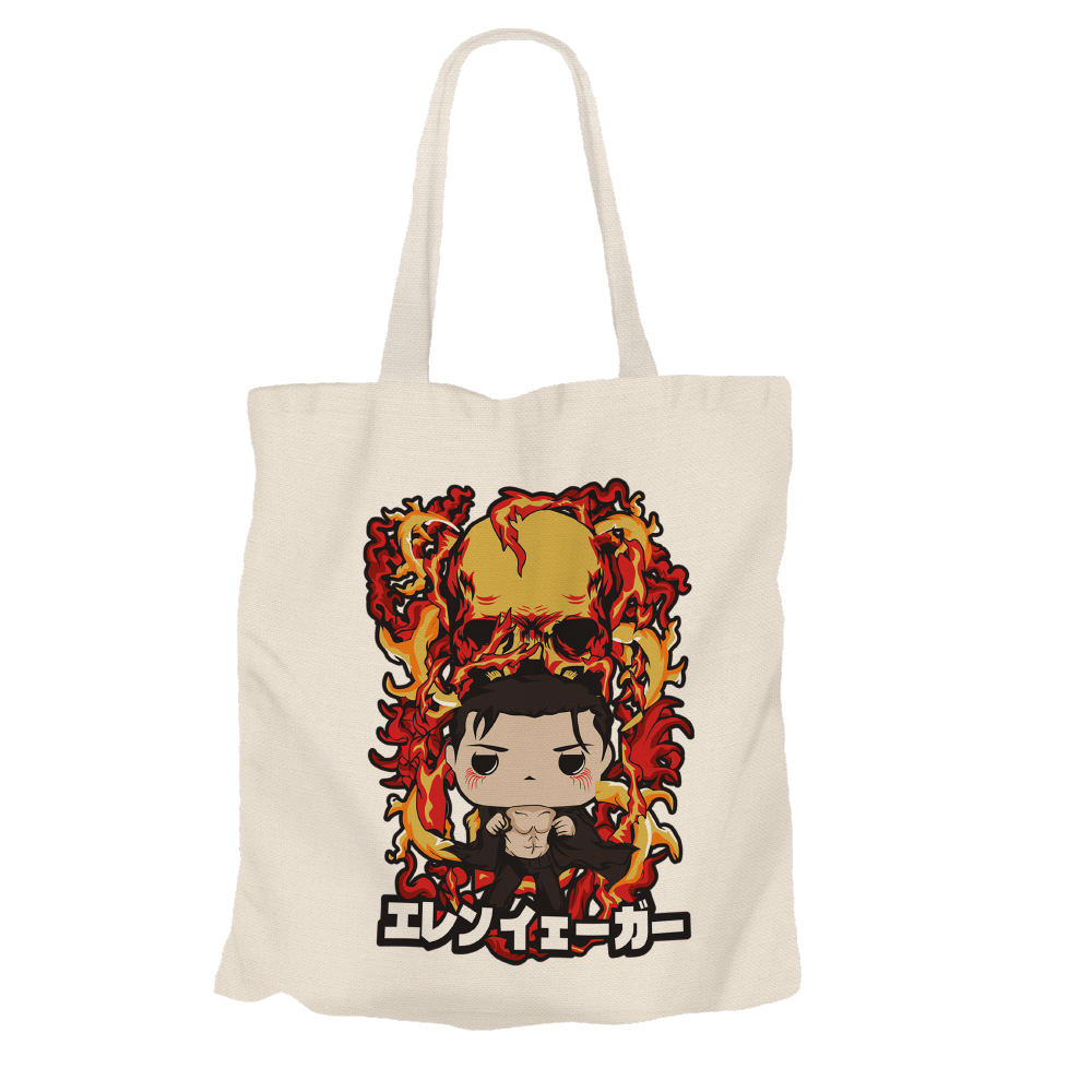 Eren Yeager Beige Tote Bags by Funko | Milktee Custom