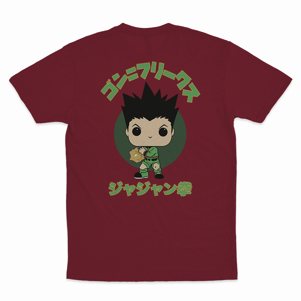 Gon Freecss - 100% Cotton Round Neck T-Shirt Burgundy XS Short Sleeve T-Shirts by Funko | Milktee Custom