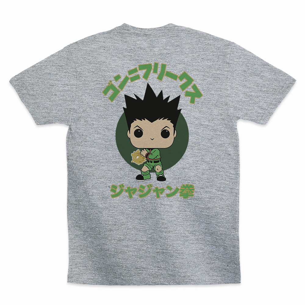 Gon Freecss - 100% Cotton Round Neck T-Shirt Grey Melange XS Short Sleeve T-Shirts by Funko | Milktee Custom