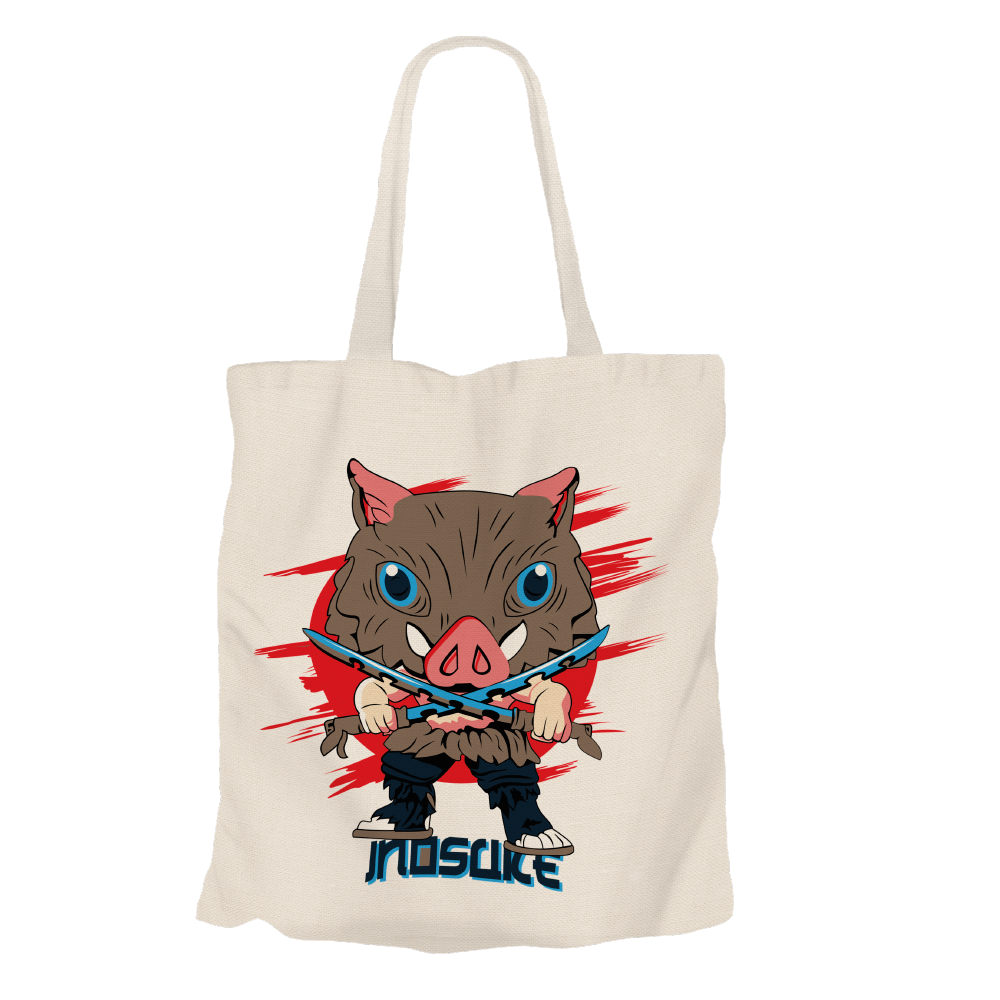 Inosuke Hashibira Beige Tote Bags by Funko | Milktee Custom