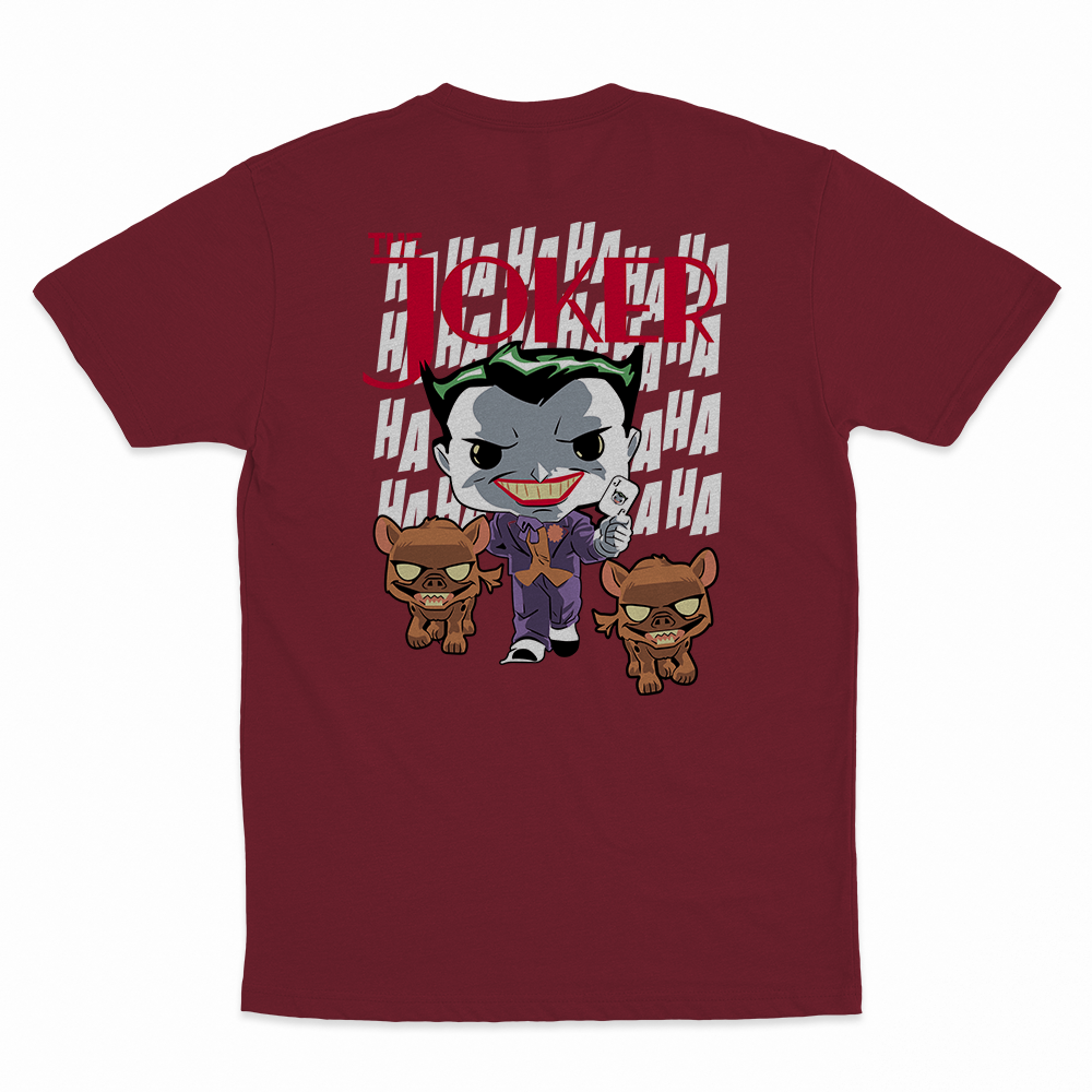 Joker - 100% Cotton Round Neck T-Shirt Burgundy XS Short Sleeve T-Shirts by Funko | Milktee Custom