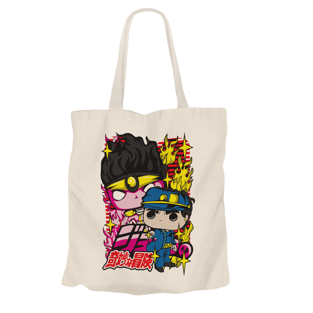 Kujo Jotaro & Dio Brando Beige Tote Bags by Funko | Milktee Custom