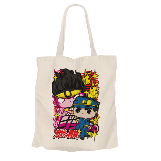 Kujo Jotaro & Dio Brando Beige Tote Bags by Funko | Milktee Custom