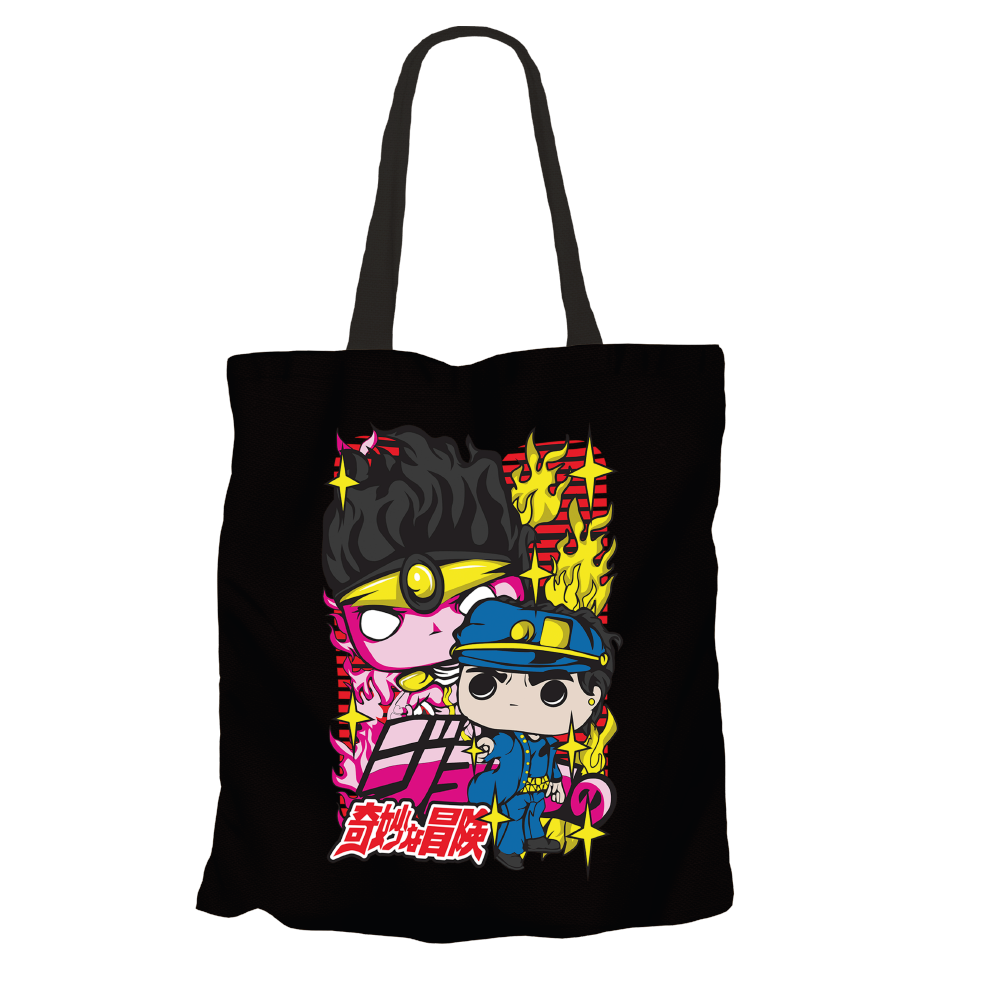 Kujo Jotaro & Dio Brando Black Tote Bags by Funko | Milktee Custom