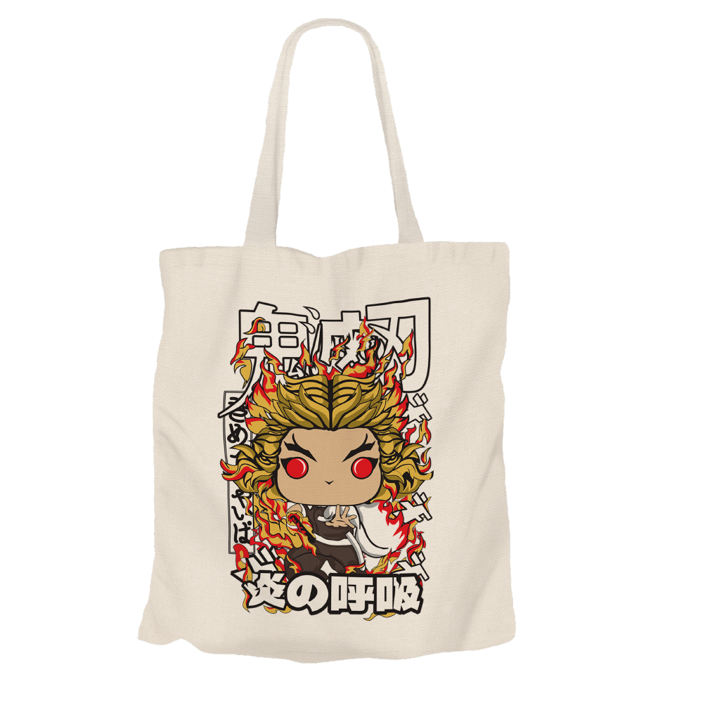 Kyojuro Rengoku Beige Tote Bags by Funko | Milktee Custom