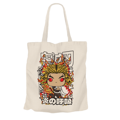 Kyojuro Rengoku Beige Tote Bags by Funko | Milktee Custom