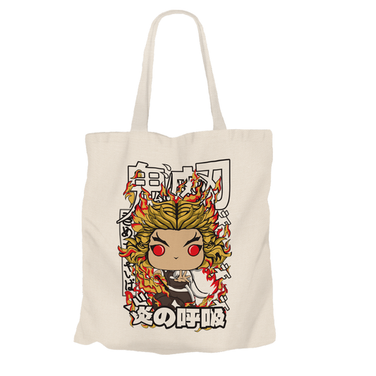 Kyojuro Rengoku Beige Tote Bags by Funko | Milktee Custom