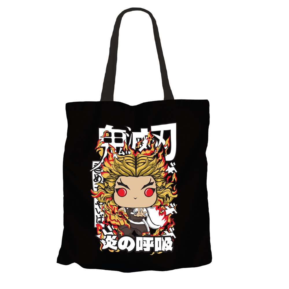 Kyojuro Rengoku Black Tote Bags by Funko | Milktee Custom