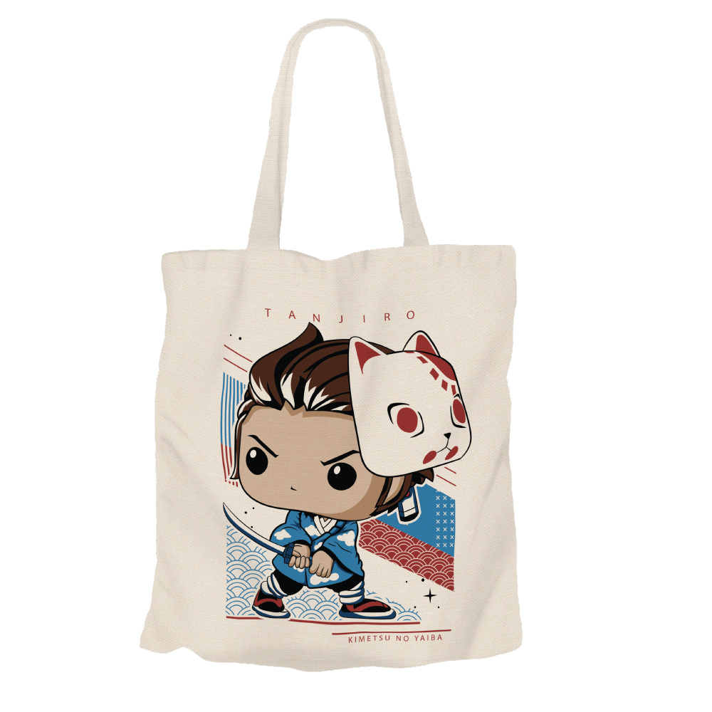 Tanjiro Kamado Beige Tote Bags by Funko | Milktee Custom