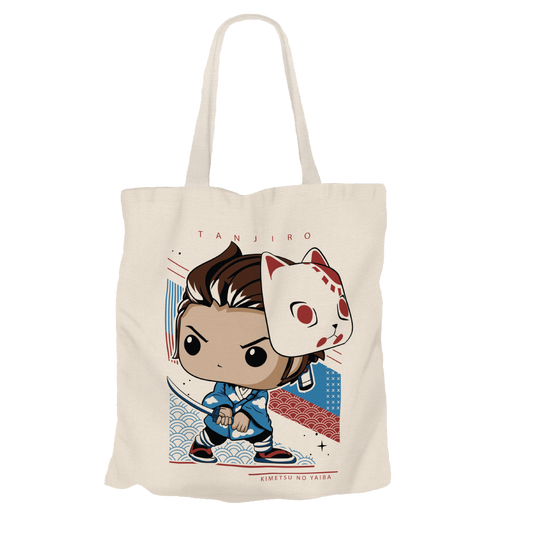 Tanjiro Kamado Beige Tote Bags by Funko | Milktee Custom