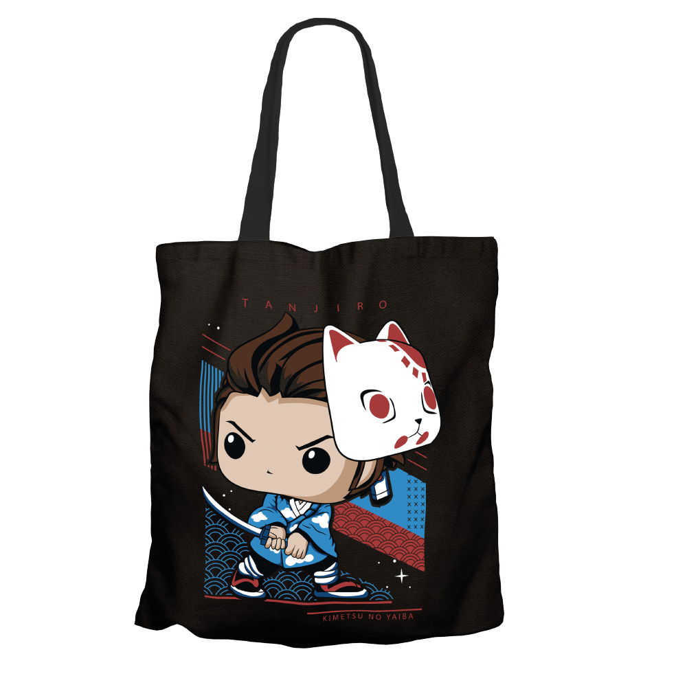 Tanjiro Kamado Black Tote Bags by Funko | Milktee Custom