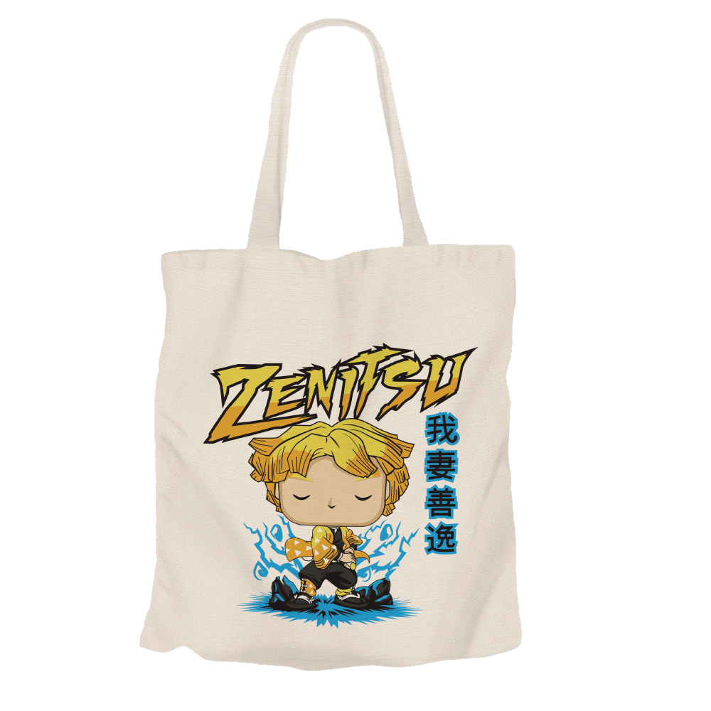 Zenitsu Agatsuma Beige Tote Bags by Funko | Milktee Custom