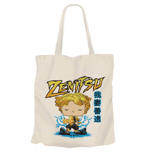 Zenitsu Agatsuma Beige Tote Bags by Funko | Milktee Custom