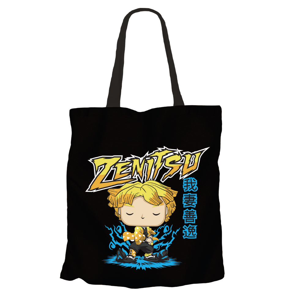 Zenitsu Agatsuma Black Tote Bags by Funko | Milktee Custom